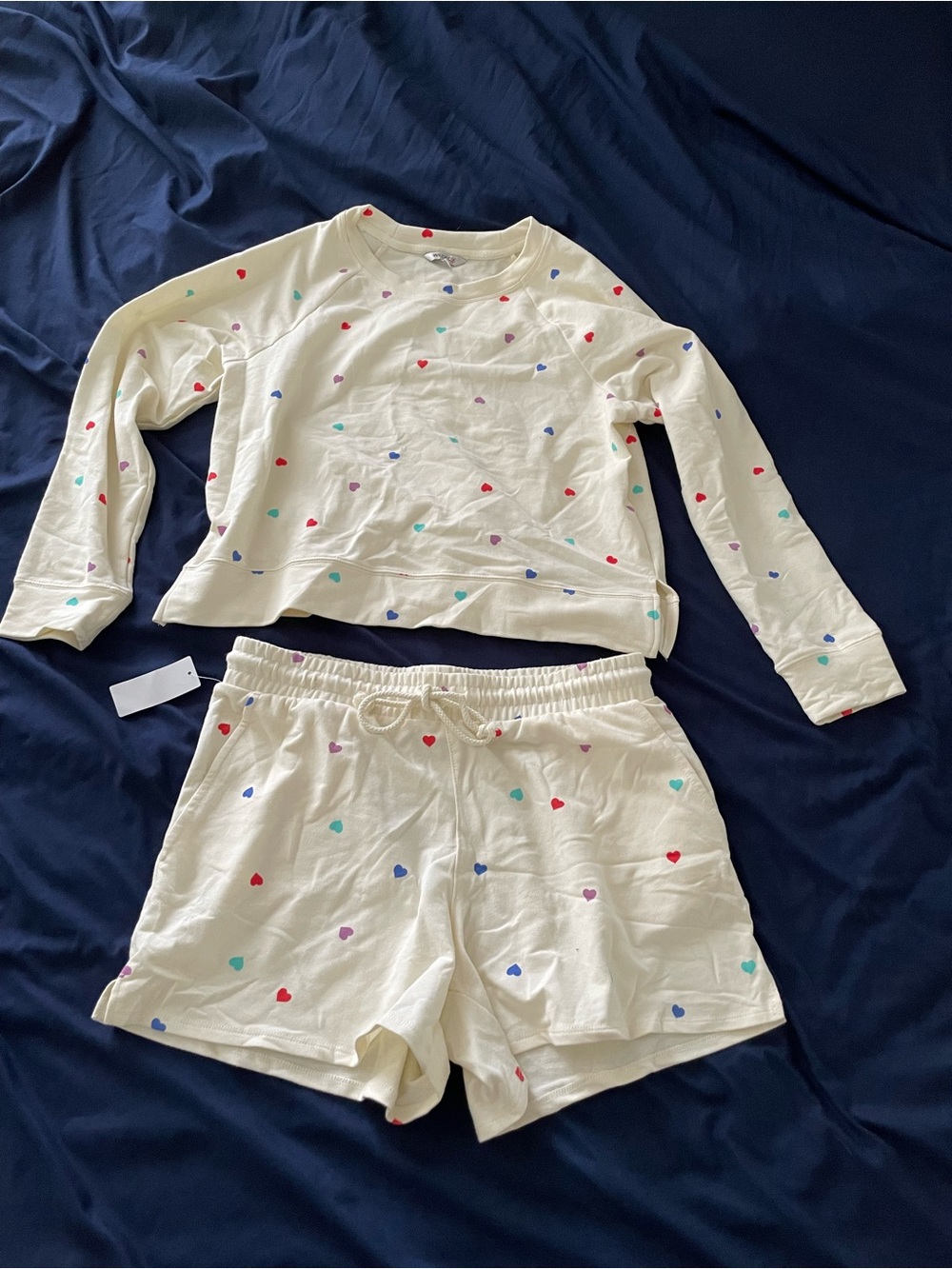 Wildfox Heart-Print Sleeve Sweatshirt Shorts NWT